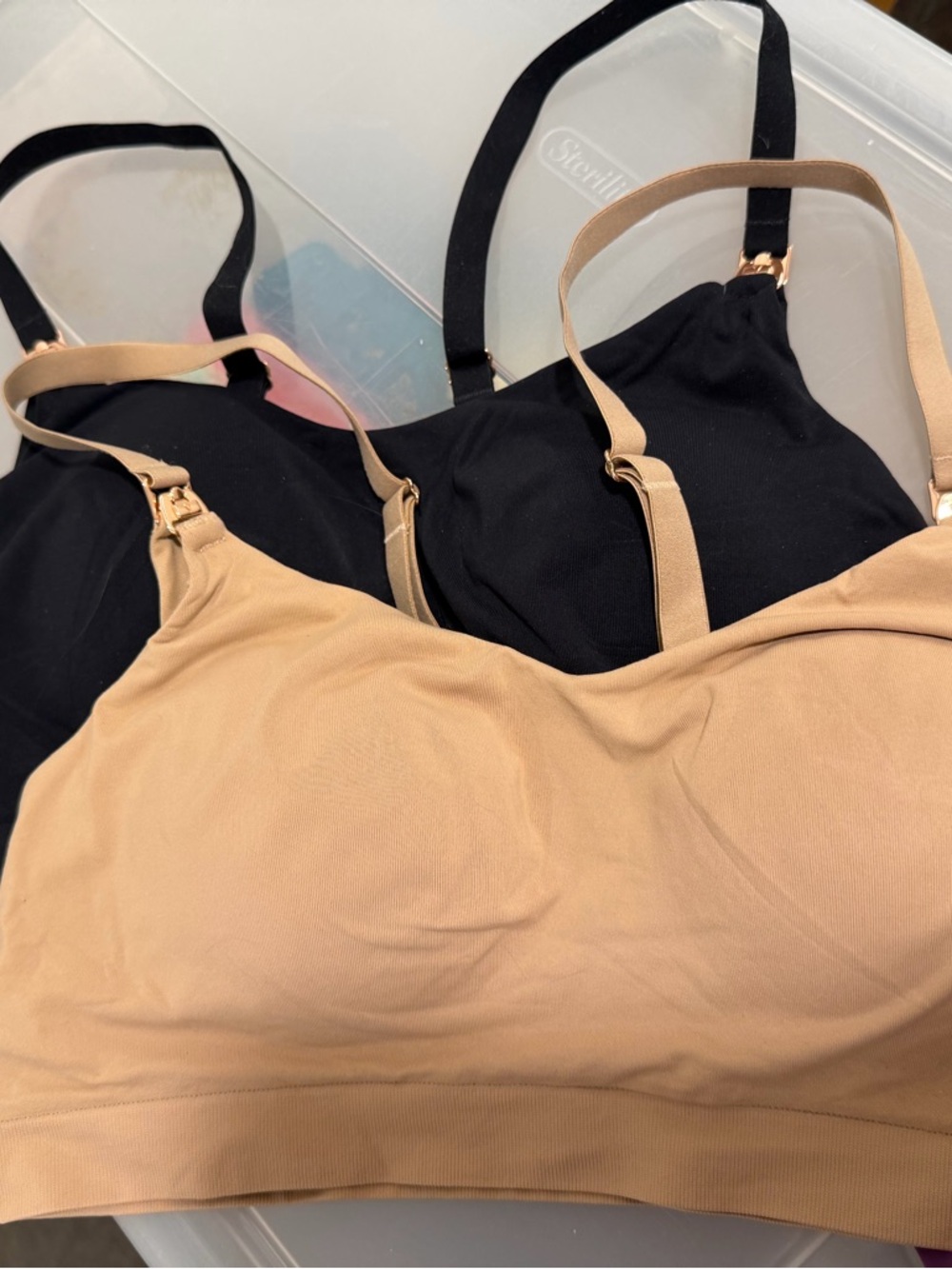 Seamless Nude & Black Nursing bras